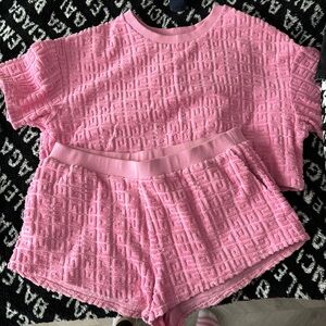 Pink givenchy short sleeve top and bottom set